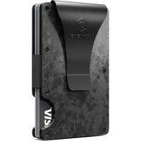 PIRNA Karbonfaser Slim Wallet mit RFID-Blockierung | Kartenetui Herren | Card Holder | Mini Geldbörse Herren | Karten Portemonnaie | Portmonee Herren Slim | Kreditkartenetui Herren - Karbon Schwarz