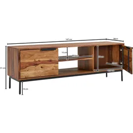 FineBuy Lowboard 147 x 51 x 38 cm Braun Holz