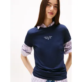 Tommy Hilfiger Tommy Jeans Damen Tjw Slim ESS Logo 1 Tee EXT Dw0dw21542 S/S T-Shirt, Blue (Dark Night Navy), XL EU - XL