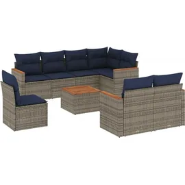 vidaXL Gartensofa-Set 9-tlg. grau Polyrattan