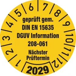 König Werbeanlagen Dreifke® Jahresprüfplakette, DGUV Information 208-061, Ø 30 mm - 30 mm Folie selbstklebend