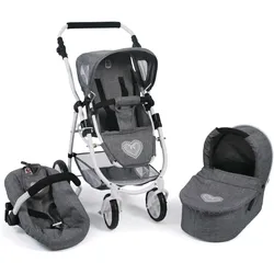 Kombi-Puppenwagen CHIC2000 "Emotion All In 3in1, Jeans Grey" Puppenwagen grau (jeans grey) Kinder Puppenwagen -trage
