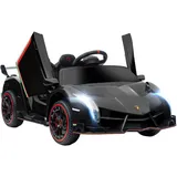 Homcom Kinder Elektroauto 12V Kinderauto mit Anzeige, Fernbedienung, Bluetooth, Lamborghini Veneno Elektrofahrzeuge mit Musikfunktion, für 3-6 Jahre Kinder, 3-7 km/h, Schwarz