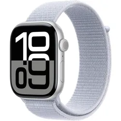 Apple Watch Series 10 Aluminiumgehäuse GPS 46mm Silber (Sport Loop blaue Wolke)