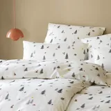 ELEGANTE Soft-Flanell Bettwäsche Winterwald - 155x220 cm - 80x80 cm weiss