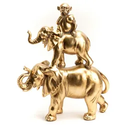 Totem Elefant Affe 33 cm - Gold Anderes Harz Amadeus 11.6x27.69 cm