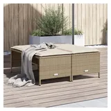 vidaXL Gartenhocker mit Kissen 4 Stk. Beige Poly Rattan