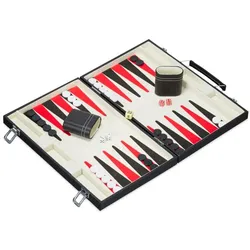 Relaxdays Backgammon Koffer Weiß,Rot,Schwarz
