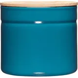 RIESS Vorratsdose mit Eschenholzdeckel Ø13cm 1,26l Blue Emaille