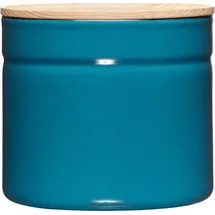RIESS Vorratsdose mit Eschenholzdeckel Ø13cm 1,26l Blue Emaille