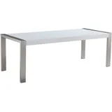 Beliani Stilvoller Esszimmertisch MDF-Platte weiß silbernes Gestell 220 cm Arctic