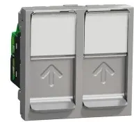 Schneider Electric NU342030 Optiline 45/Unica Datendose 2xRJ45 Cat5e Staubschutz Aluminium