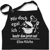 Kinderschürze Schürze Kinder Jungen Mädchen - Kochschürze - Mir doch egal ich koch das jetzt so mit Name - 7-14 Jahre - Schwarz - kinderkochschürze kochen kochschürzen kinderkochschürzen - 7-13 Jahre