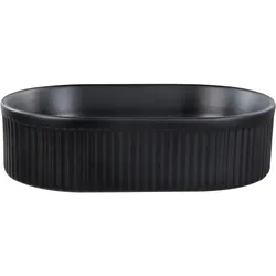 Aufsatzwaschbecken Keramik Rillen-Optik schwarz oval 49 x 31 cm GELDO