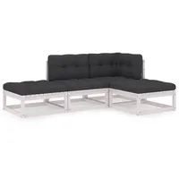 vidaXL Garten-Lounge-Set 4-tlg. Kiefer Massivholz weiß