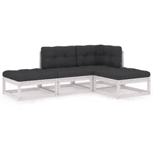 vidaXL Garten-Lounge-Set 4-tlg. Kiefer Massivholz weiß