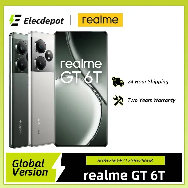 Globale Version Realme GT 6T 5G Smartphone 6000nit Hyper Display 120W SUPERVOOC Charge Snapdragon 7+