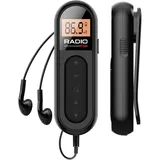Tragbares Mini FM Radio, Wiederaufladbares Taschenradio mit Kopfhörern, Tragbares Mini FM Radio Digitalradio für Laufen, Reisen, Wandern und Radfahren (Schwarz)