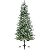 Kaemingk Künstlicher Weihnachtsbaum Tannenbaum MIHAU, H 180 cm - Grün Weiß - Kunststoff - beschneit - mit Metallfuß