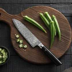 Zayiko Black Edition Santoku I 18cm Klinge I dunkler Damast I Pakkaholz