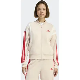 adidas Women's 3S FASHION Tracktop, Crystal Linen/Pure ruby), XS