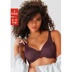 T-Shirt-BH NUANCE, Damen, Gr. 80, Cup E, rosa (puder, schokobraun), Microtouch, Spitze, Obermaterial: 85% Polyester, 15% Elasthan, klassisch, BHs T-Shirt-BH Bügel-BH BH-Set BH Schalen-BH, mit Bügel und doppellagigen Cups