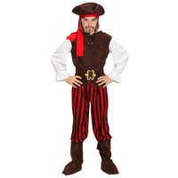 Karneval-Klamotten Piraten-Kostüm Jungen Piratenkapitän Komplett mit Piratenhut, Kinderkostüm Seeräuber Jungen Freibeuter Pirat braun|rot|schwarz|weiß 140