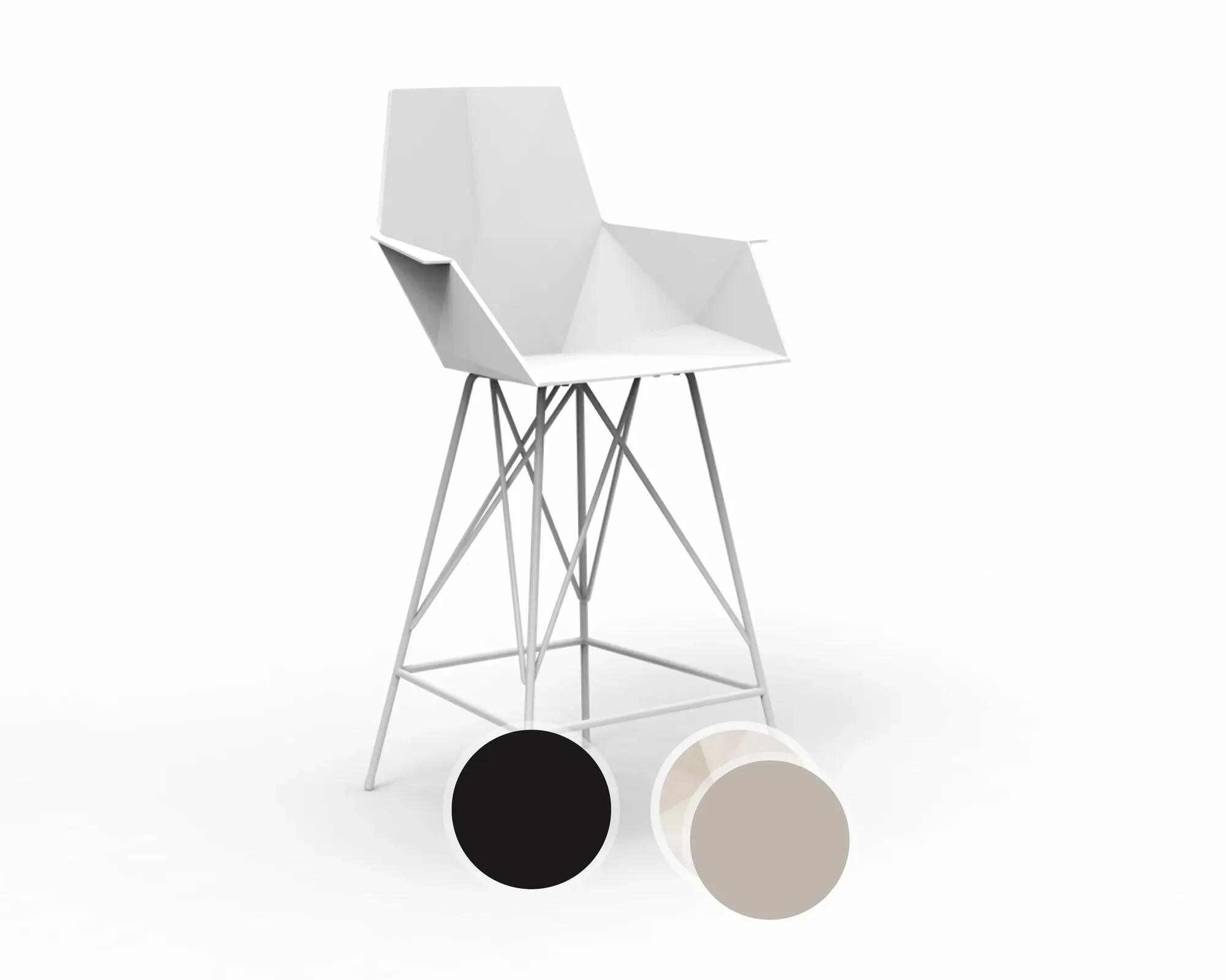 Vondom »FAZ« Outdoor Barhocker mit Armlehne Niedrig 66 cm / B 57 x H 102 x T 51 cm / Ecru
