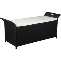 VidaXL Truhenbank mit Polster 138 cm Poly Rattan Schwarz