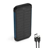 ANSMANN Solar Powerbank 10000 mAh, Outdoor Ladegerät Wireless, mit Solarpanel & Taschenlampe, 2 USB-A Ausgänge, USB-C Eingang, Smartphones, Tablets & mehr