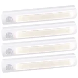 4er-Set Batterie-LED-Schrankleuchten, PIR- & Lichtsensor, 6000K ,0,6 W