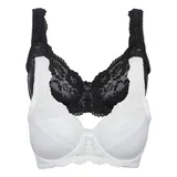 bonprix Minimizer-BH BONPRIX "Minimizer-BH mit gepolsterten Trägern (2er Pack)", Damen, Gr. 105, Cup C, schwarz-weiß (schwarz, ecru), Obermaterial: 80% Polyamid, 20% Elasthan. Futter: 100% Baumwolle.