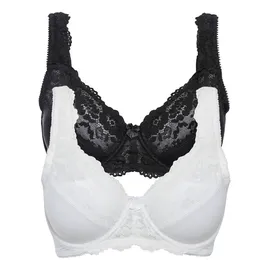 bonprix Minimizer-BH BONPRIX "Minimizer-BH mit gepolsterten Trägern (2er Pack)", Damen, Gr. 105, Cup C, schwarz-weiß (schwarz, ecru), Obermaterial: 80% Polyamid, 20% Elasthan. Futter: 100% Baumwolle.
