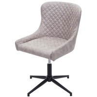 Esszimmerstuhl HWC-H79, Lounge-Stuhl Küchenstuhl, höhenverstellbar drehbar Vintage Metall Stoff/Textil grau