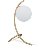 Relaxdays Tischlampe Kugel Gold/Weiß
