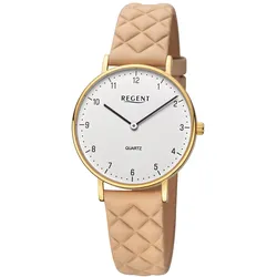 Regent BA-854 Damenuhr Quarz Beige/Goldfarben