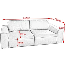 KAWOLA Couch Leder 3-Sitzer Braun