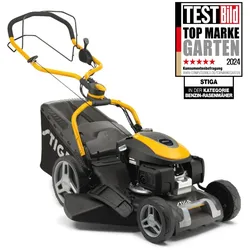 Benzinrasenmäher STIGA GARDEN "Combi 748 V", gelb, B:53cm H:120cm T:151cm, Rasenmäher, Mulchfunktion, HONDA-Motor, Radantrieb