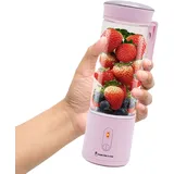 Tragbarer Mixer Für Smoothies Und Shakes 450ML Mixer Smoothie Maker Wiederaufladbarer Standmixer Mixbehälter Zerkleinerer Mini Blender Smoothie Mixe (Rosa)