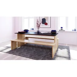 Esstisch WOODMAN "Stripe", schwarz (schwarz, schwarz), B:160cm H:75cm T:90cm, Tische, Holzfurnier aus Eiche