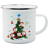 Weihnachtstassen Personalisiert Tasse mit 2-8 Namen Tasse mit Weihnachtsbaum 350ml Keramikbecher Geschenk für Weihnachten (5 namen)