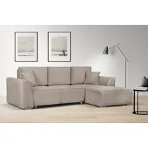 OTTO home Ecksofa OTTO HOME "BEATRICE optionale Schlafsofa mit Bettkasten, B/T/H: 265/170/86 cm", grau (taupe), B:265cm H:86cm T:170cm, 100% Polyester, Sofas, Ecksofa, L-Form, wahlweise auch mit Bettfunktion und Bettkasten