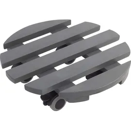 Metafranc Pflanzenroller Ø 300 mm - 60 kg Tragkraft - Kiefer-Platte - Grau - TPE-Rollen mit 2 Feststellern / Indoorroller / Blumenroller / Transporthilfe für Pflanzen / 825200