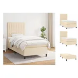 vidaXL Boxspringbett mit Matratze Creme 100x200 cm Stoff