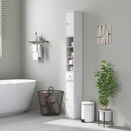 Homcom Badezimmerschrank 20 x 20 x 178 cm Weiß Spanplatte
