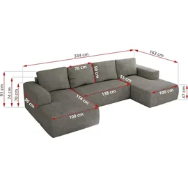 MKS Meble Ecksofa Polyester 5-Sitzer Grau