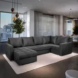 masseno Ecksofa LORIVO mit Schlaffunktion U-Form, Sofa mit Bettkasten, Wohnzimmersofa, Couch, Soffa, Bettsofa, Couchgarnitur- Grau, PAROS 06 - Grau