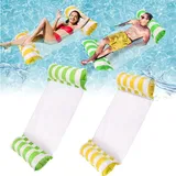 Memkey - Set Mit 2 Aufblasbaren Schwimmbad-hängematten,4-in-1-schlauchboote Für Schwimmbäder (sattel, Stuhl, Hängematte, Drifter), Wasserhängematte, Schwimmende Liege Für Erwachsene Und Kinder. (grün + Gelb)