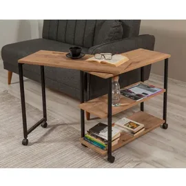 woody fashion Beistelltisch MELIN 63x70 cm braun/schwarz - Braun/Schwarz