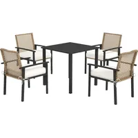 Outsunny Rattan Sitzgruppe, 5-tlg. Gartenmöbel Set, Balkonset für 4 Personen,